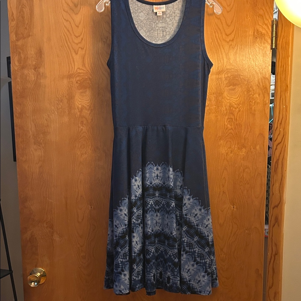 LuLaRoe Navy and White Patterned Midi Dress